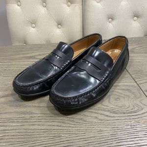 BASS Larson Loafers 8.5 - Black Leather Slide On Dress Shoes